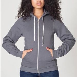LA Apparel Flex Fleece Zip Up Hoodie Grey